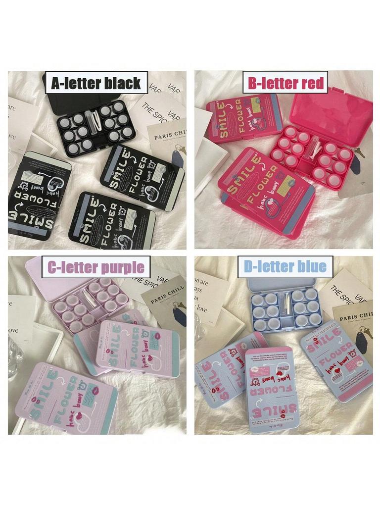 Kontaktlinsenbehälter, Bunter Kontaktlinsenbehälterhalter, Tragbares Mini-Kontaktlinsen-Kit für Reisen und Zuhause