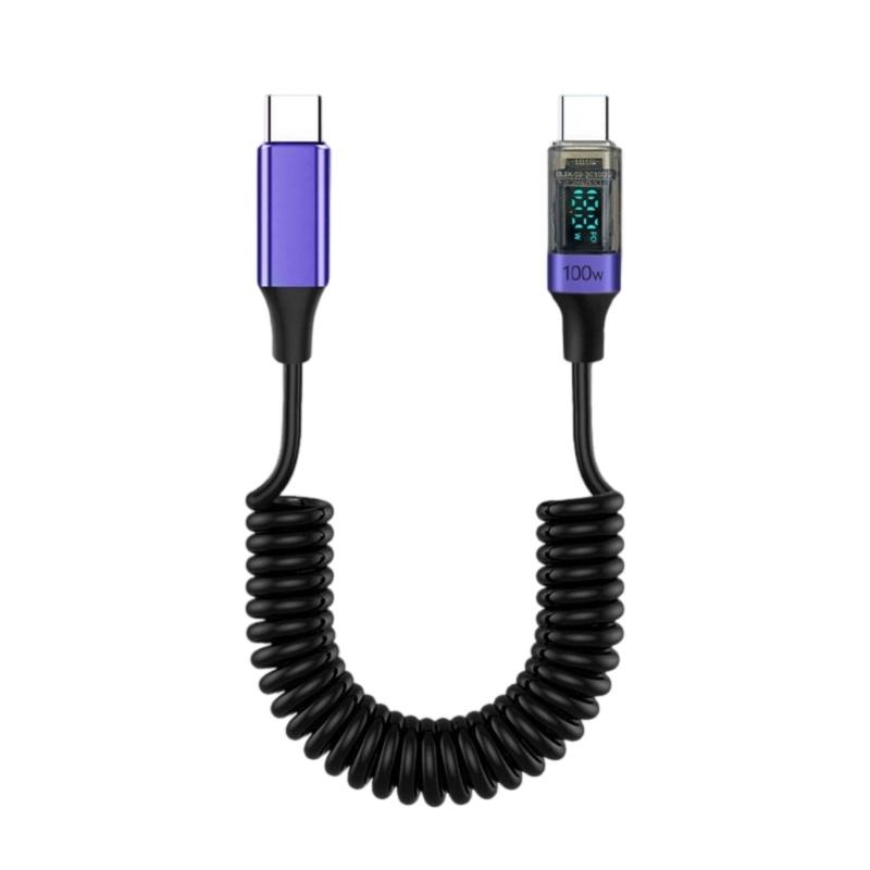 

100W Super Fast Charging USB C Cable Twist Without Cord Safe Efficient Charging Digital Power Monitors for Electronics