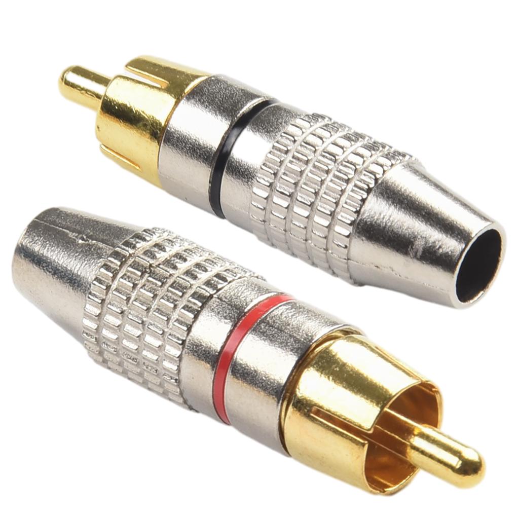 20Pcs Home Audio Video Male Plugs Gold Plated Soldering Adapter Connector