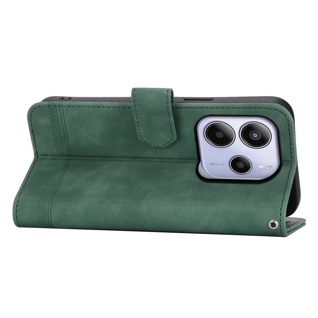 DIERFENG DF-03 For Xiaomi Redmi Note 14 4G (163.25x76.55x8.16mm) Leather Case Lines Imprint Wallet Phone Cover