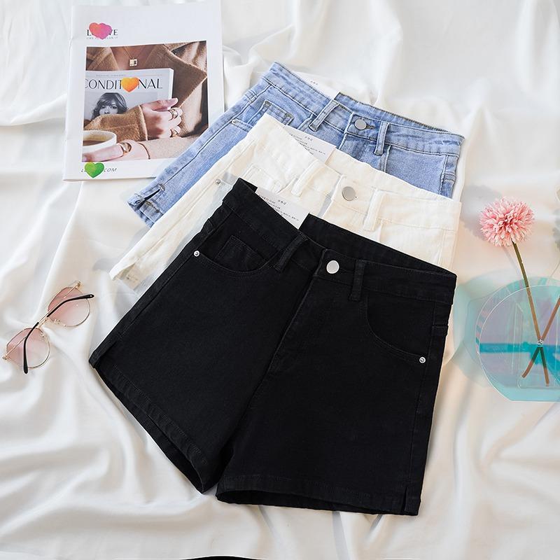 Sommer Vintage Hohe Taille Denim Shorts Frauen Mode Gerade Sexy Frauen Jeans Hosen Casual Solide Hot Breite Bein Jean Shorts weibliche 24213