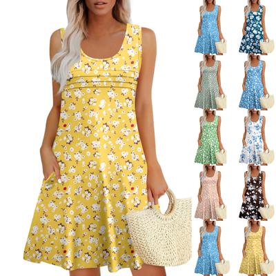 Womens Summer Dresses Loose  Sleeveless Sundresses Dress With Pockets