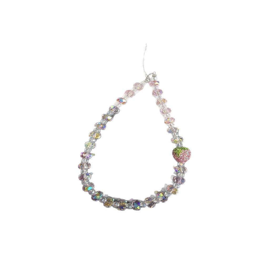 Strawberry Crystal Phone Lanyard With Handcrafted Beads For Girls And Women