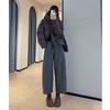 High-Waisted Wool Wide-Leg Cropped Trousers - Slimming, Cozy Bootcut for Women (Autumn/Winter)
