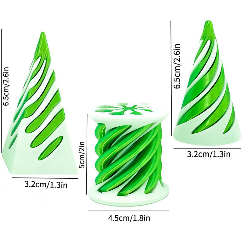 3-10Pcs 3D Printed Spiral Cone Rotating Pyramid 3D Printing Easter Egg Rabbit Models Spiral Fingertip Toy Desktop Ornament