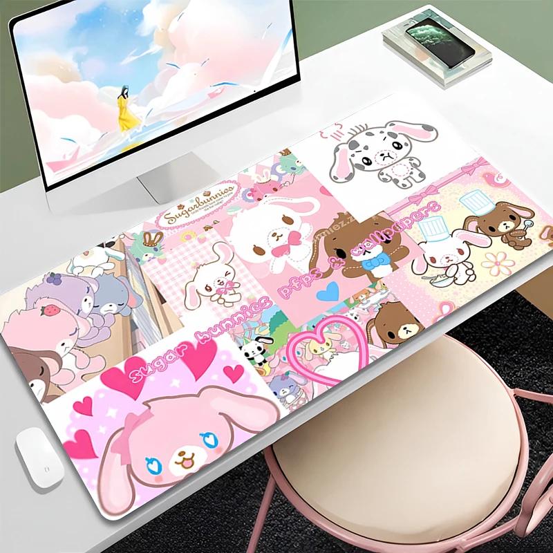 Pink Cute Mouse Pad Laptop SSugar Bunnies Nonslip Computer Mouse Mats Gamer Laptop Pad Pc Accessories Kawaii Mousepad Deskpad
