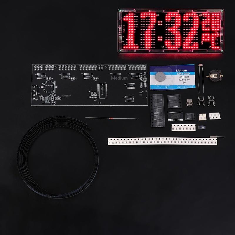 Led Dot Matrix Digital Clock Kit With Auto Brightness Time Temperature Soldering Practice Kit Diy Electronics Project