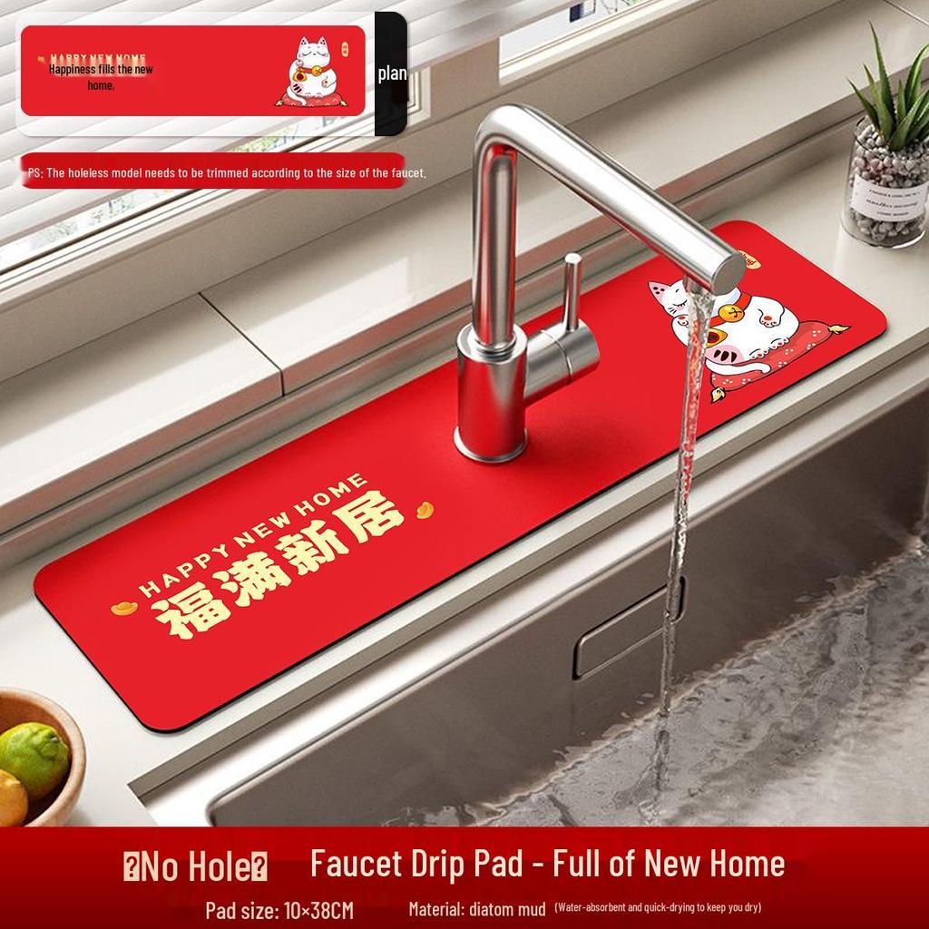 Housewarming Diatomaceous Earth Faucet Pad - Absorbent, Splash-Proof Kitchen & Washbasin Decoration