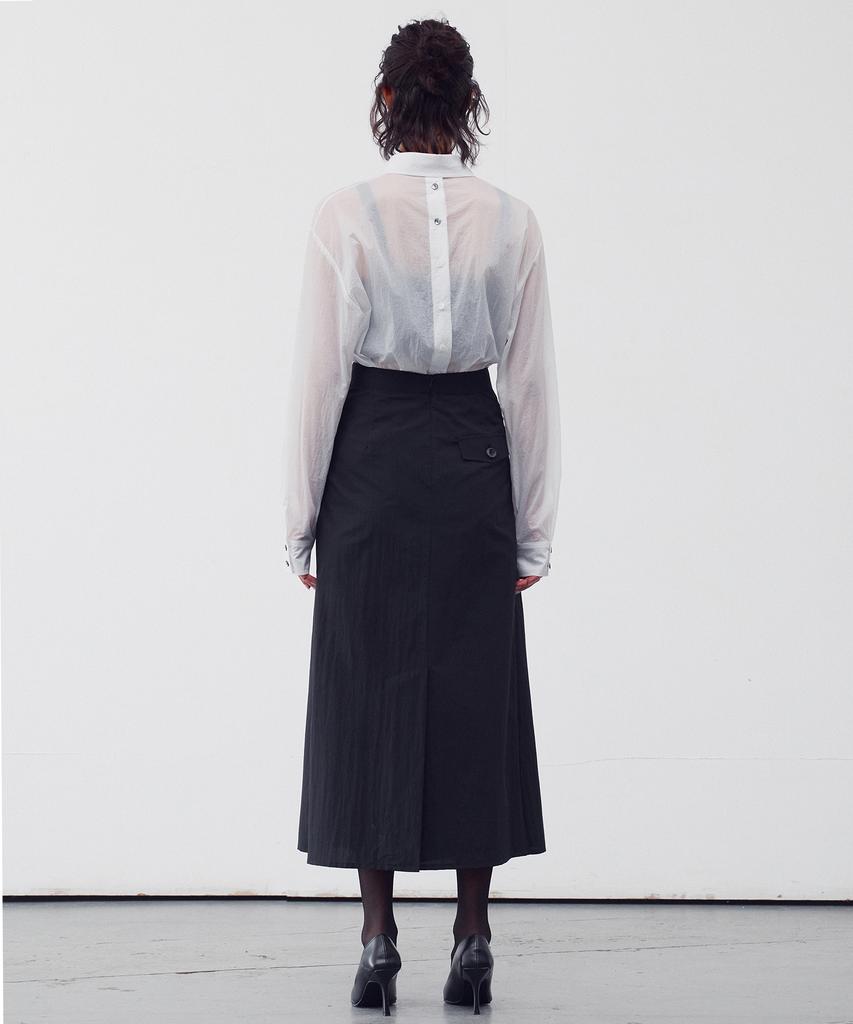 Rie Asymmetrical Wrap Midi Skirt Black