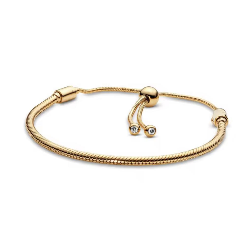 Rope Bracelet Round Bead Adjustable Bracelet s925 Pure Silver Classic Snake Bone Chain DIY Accessories Women's Jewelry Gift