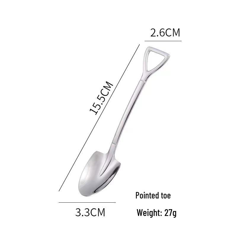Iron Shovel Shaped Stainless Steel Spoon for Watermelon & Ice Cream - Creative Dessert Spoon for Couples