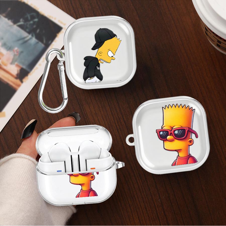 Cartoon The S-simpsons Case For Samsung Galaxy Buds 4 Pro 2Pro 4Pro 3 FE 3Pro 2 Live Clear Earphone Cases Cover With Hook