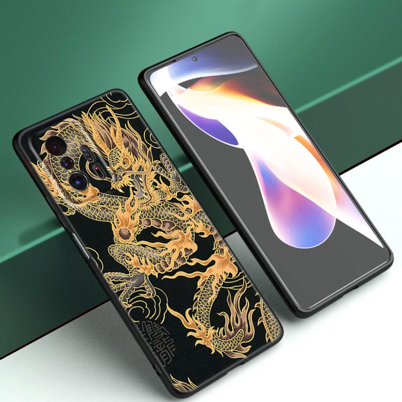 Blume Drachen Telefon Fall Für Xiaomi Mi A2 8 9 SE Hinweis 10 10T 11 12 Lite 9T 11T 12S 12T Pro A3 6X 12X Weiche TPU Schwarz Abdeckung