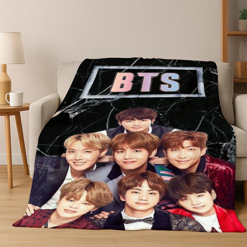 Fashion B-BTS Kpop Ultra Soft Flannel Throw Blanket, Warm Cozy Blanket for Couch Sofa Bed Bedroom Living Room Travel Gift