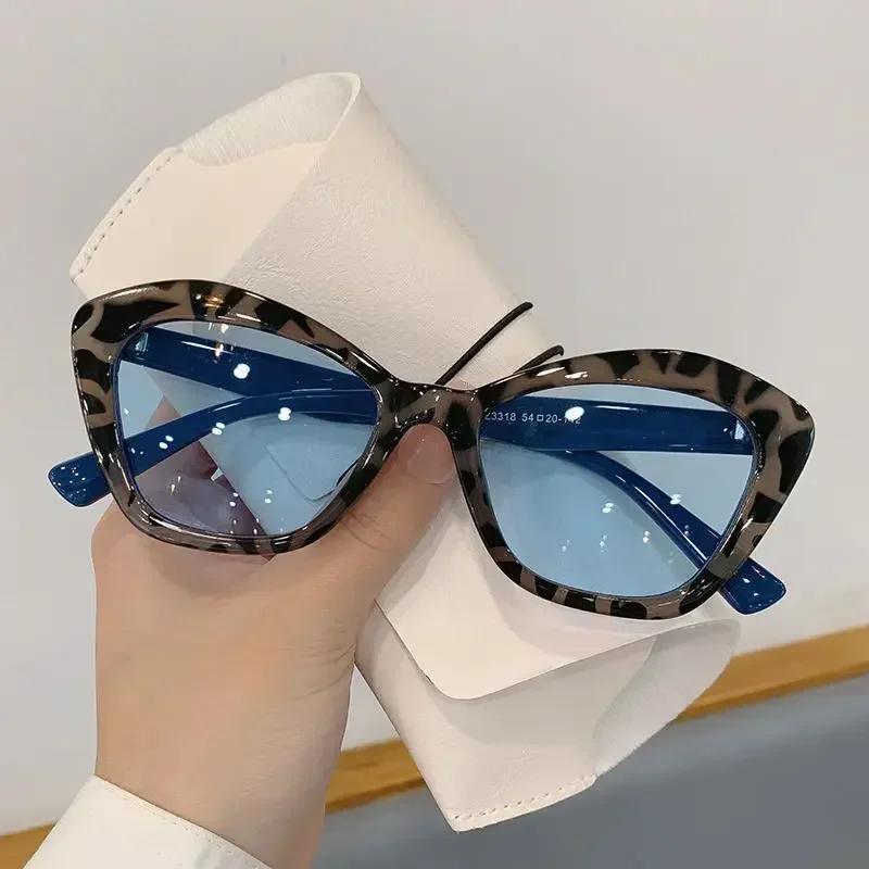 Multicolor Leopard Print Cateye Sunglasses Goggle Gafas Sol Mujer Cat Eye Sunglasses Summer Sunscreen Sun Glasses Retro Vintage