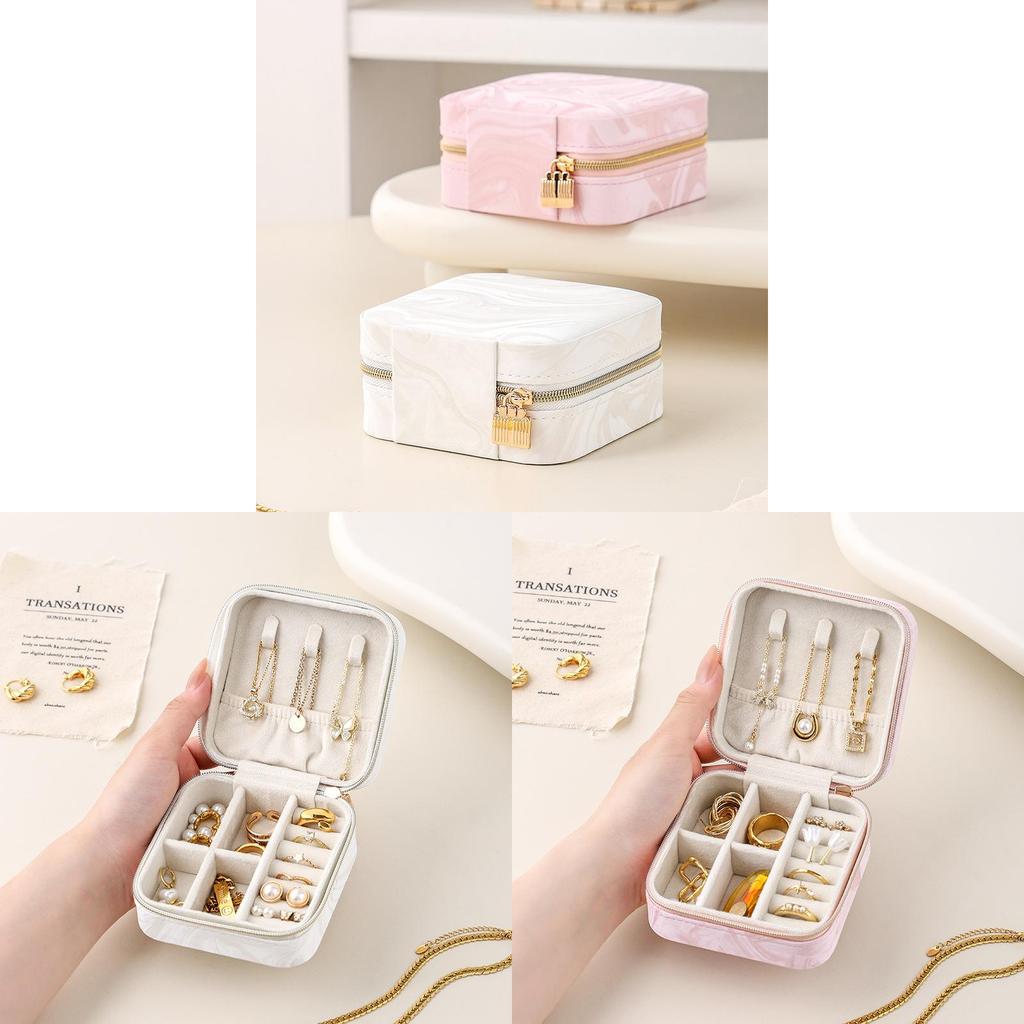Jewelry Box Mini Leather Storage Case With Zipper For Travel And Gift Giving