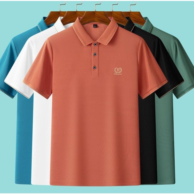Tricou Polo Bărbătesc Brodat de Înaltă Calitate de Vară Respirabil cu Mânecă Scurtă Larg Mărimi Mari cu Guler Top Casual pentru Bărbați