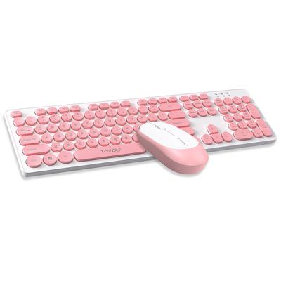 2.4g kablosuz klavye fare kombo Retro Punk yuvarlak klavye tuş takımı rahat dilsiz yazarak klavye fare Pc dizüstü bilgisayar için