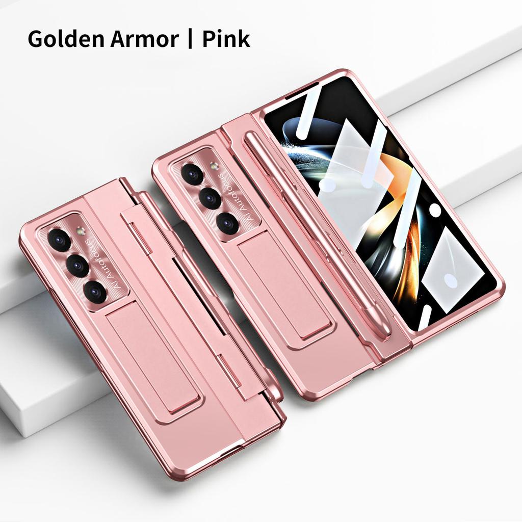 RENGZ Mit Stifthalterung Z Fold7 Fold6 Hülle Für Samsung Galaxy Z Fold 7 6 5 4 Mit Glas-Displayschutzfolie Scharnierschutzhülle