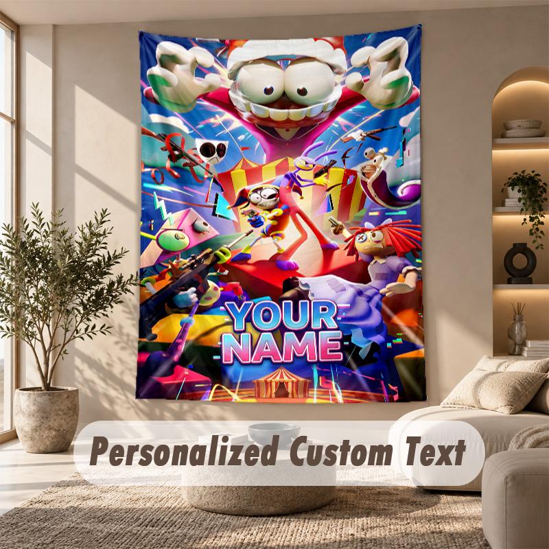 The Amazing Digital Circus Tapestry, Personalized Custom Text, Wall Hanging Tapestry For Living Room Home Wall Decor