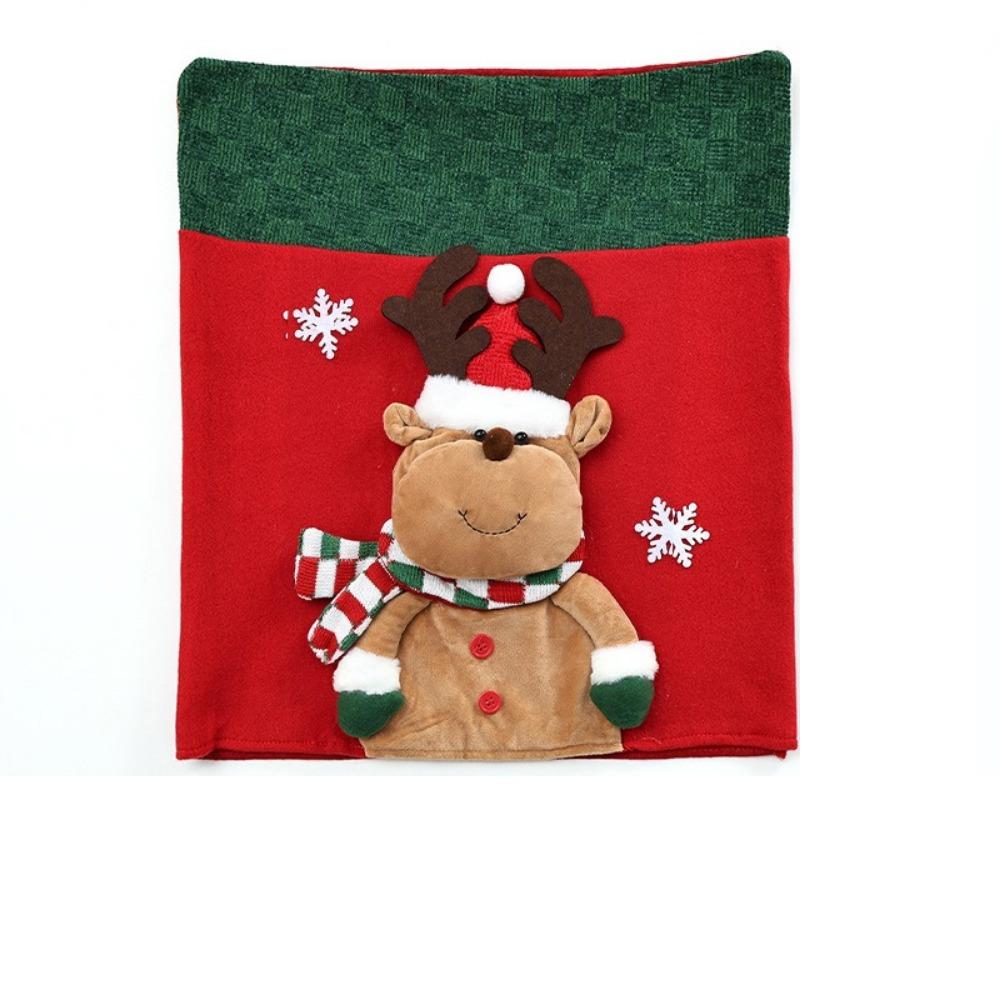 Snowman Christmas Chair Cover Elk Santa Claus Chair Back Cover  Office Banquet