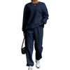 Damtröja med flätstickning, rund halsringning, långa ärmar & Joggingbyxor med resår i bensluten 2-delat Träningsset Casual Loungewear Set