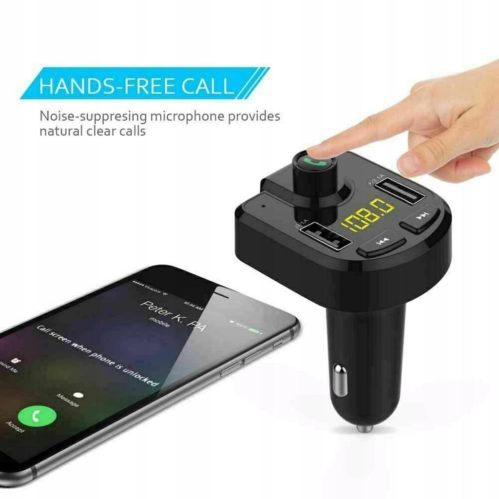 Transmiter Ładowarka Fm Bt Bluetooth Mp3 2Xusb Sd