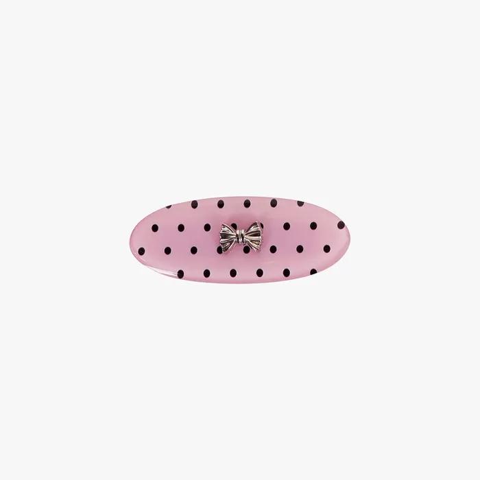 [2EA 1SET] POLKA DOT RIBBON HAIRPIN_PINK