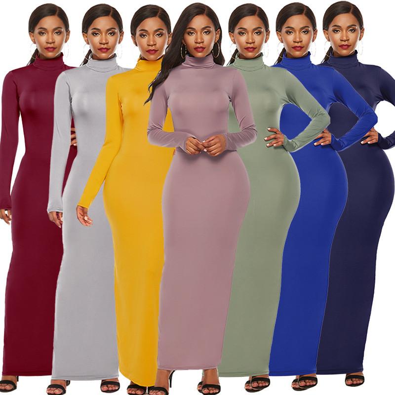 Long Sleeve Stretch Polyester Elegant Bodycon Dress For Office Women