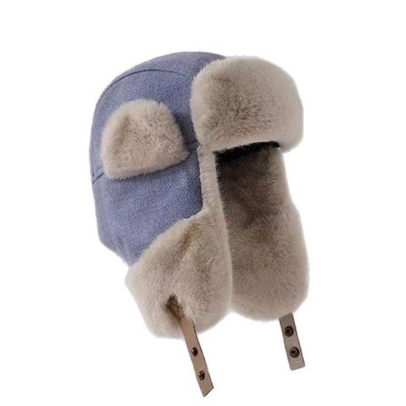 Winter Damen Plüsch Thermo Ohrenschutz Mütze, Plüsch verdickte Baumwollmütze, Outdoor Radfahren Kälteschutz Mütze Herren