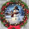 Classic Christmas Wooden Sign with Snowman Pattern - Navidad Round Sign for Front Door, Wall Hanging Decor - Ideal Christmas Gift