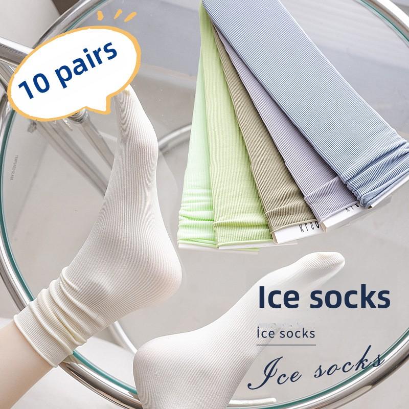 5 Pairs of Women's Summer Thin Long Tube Pile Socks