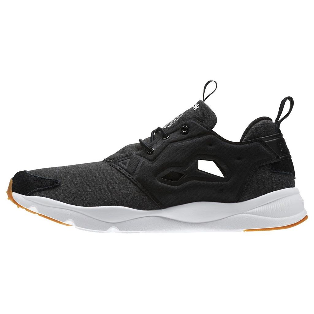 Reebok Furylite Heather Fabric Synthetic Leather Comfortable Breathable Lightweight Low Top Lifestyle Shoes Unisex sneaker Black CM9949