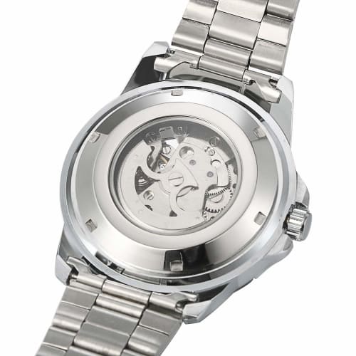 JEWELRYWE Men's Waterproof Watch, Popular Fashion Watch with Stainless Steel Strap, Skeleton Design, Automatic Movement, Casual, Business, Boyfriend,