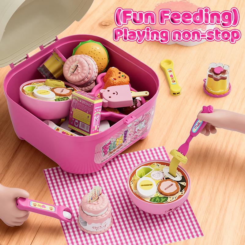 Simulation Food Feeding Toys With Storage Box Bento Hamburger Ice Cream Food Toy Set Dollhouse Kitchen Toys Kid Birthday Gifts