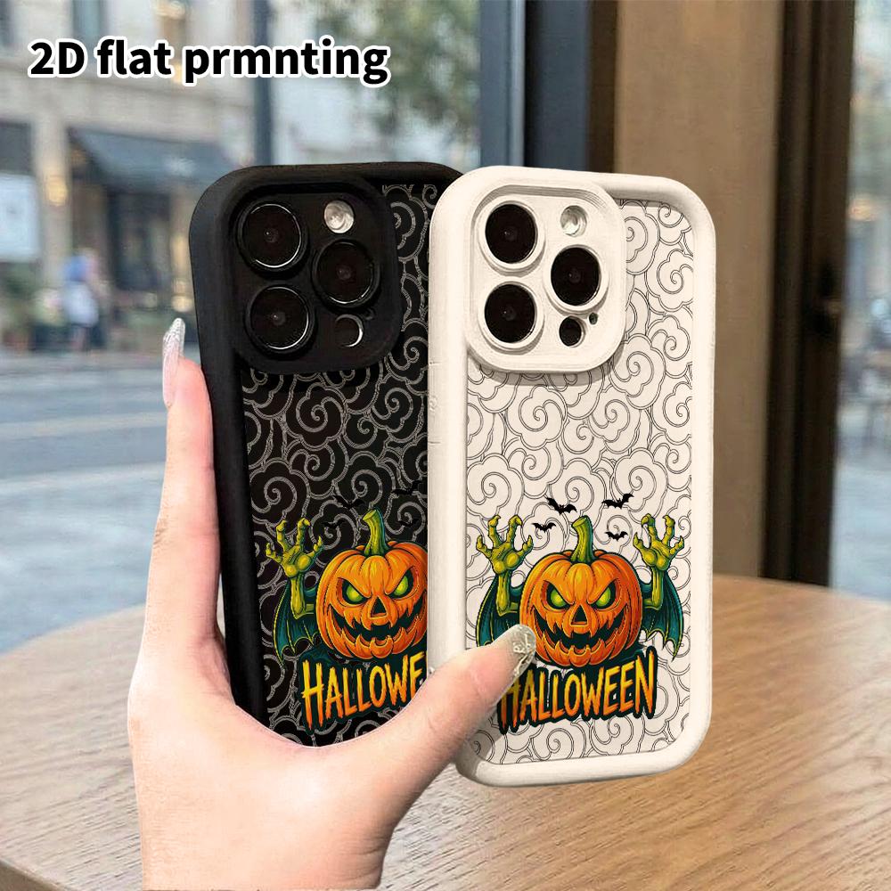 Phone Case: 2D Flat Design Suitable for iPhone 18 17 16 15 14 13 Pro Tiered Protective Case, Pumpkin Halloween, Christmas Halloween Festival Gift