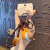 Kawaii Imitation Wood Carving Keychain Cartoon Pearl Bird Keychain Animal Key Ring  Kids