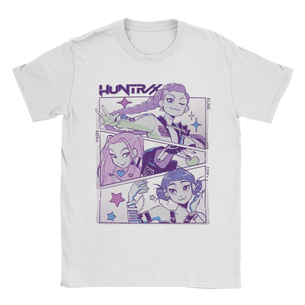 K–Pop Demon Hunters huntrix Rumi, Zoey and Mira T-Shirt Short Sleeve Streetwear Tops Summer Cotton Comfortable Plus Size Clothes