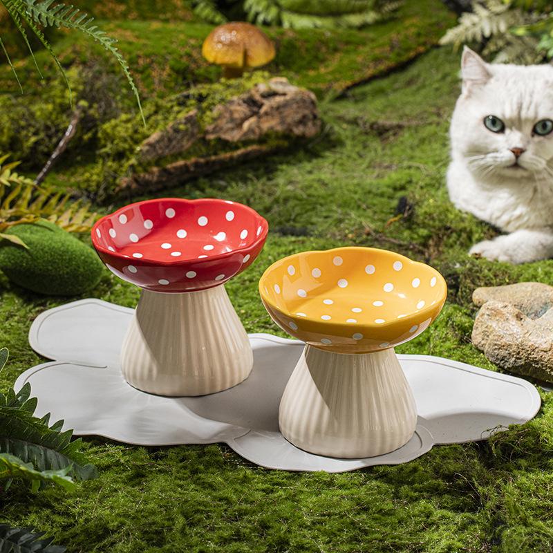 Universal Ceramic Cat & Dog Bowl - Anti-tip, High-legged Design for Neck Protection