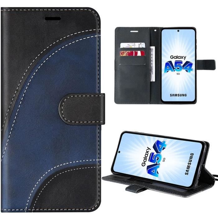 Coque de protection - BOOLING - pour Samsung Galaxy A54 5G - Cuir synthétique - Poche à carte - Support intégré