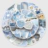 50 Light Blue Korean Style Waterproof Stickers - Perfect for Cars, Phones, Water Cups, and Books.