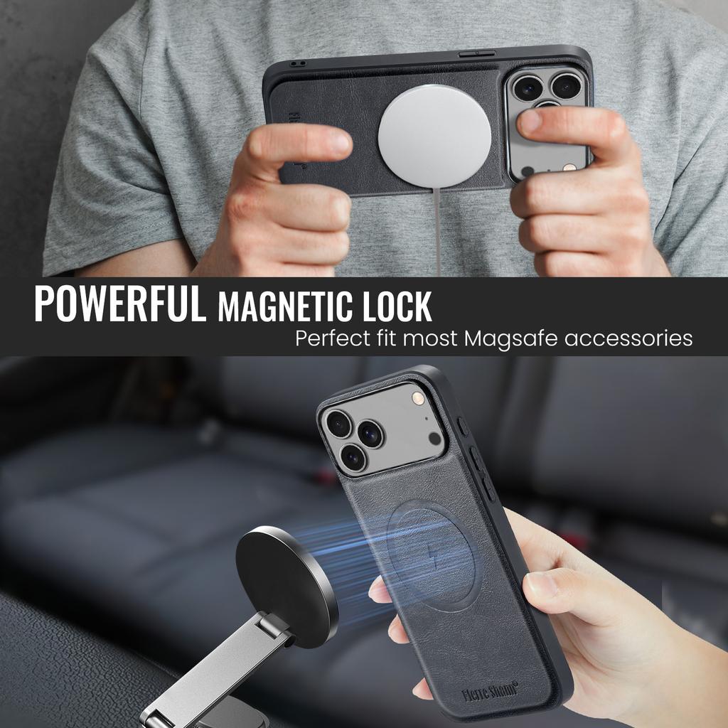 Auto Leather Phone Case for iPhone 17 Pro Max 17air 16e 16 Plus 15 14 13 Pro 12 11 7 8 SE2 Detachable Magnetic Card Holder Cover