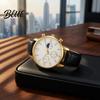 Leather Strap Men Watch Men's Analog Quartz Watches Minimalist Three-Hand