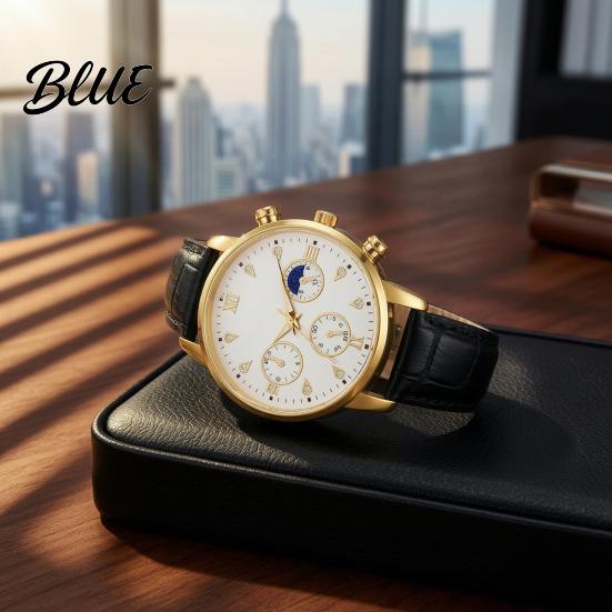 Leather Strap Men Watch Men's Analog Quartz Watches Minimalist Three-Hand