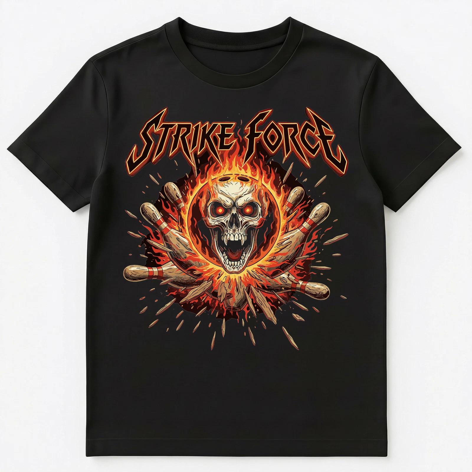 Bowler Skull Strike Flaming Pins Bowling Sport Unisex T-Shirt 2XL