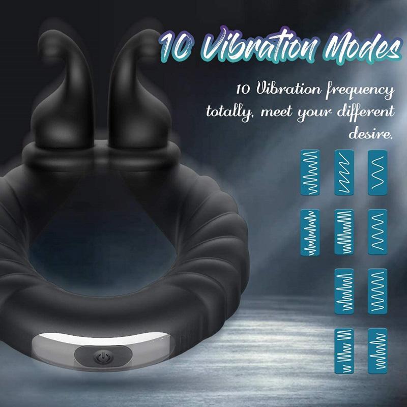 Male Penis Ring Vibrator Delay Ejaculation Cock Ring Adjustable Size Longer Harder Prostate Massager Sex Toys for Men Adult 18