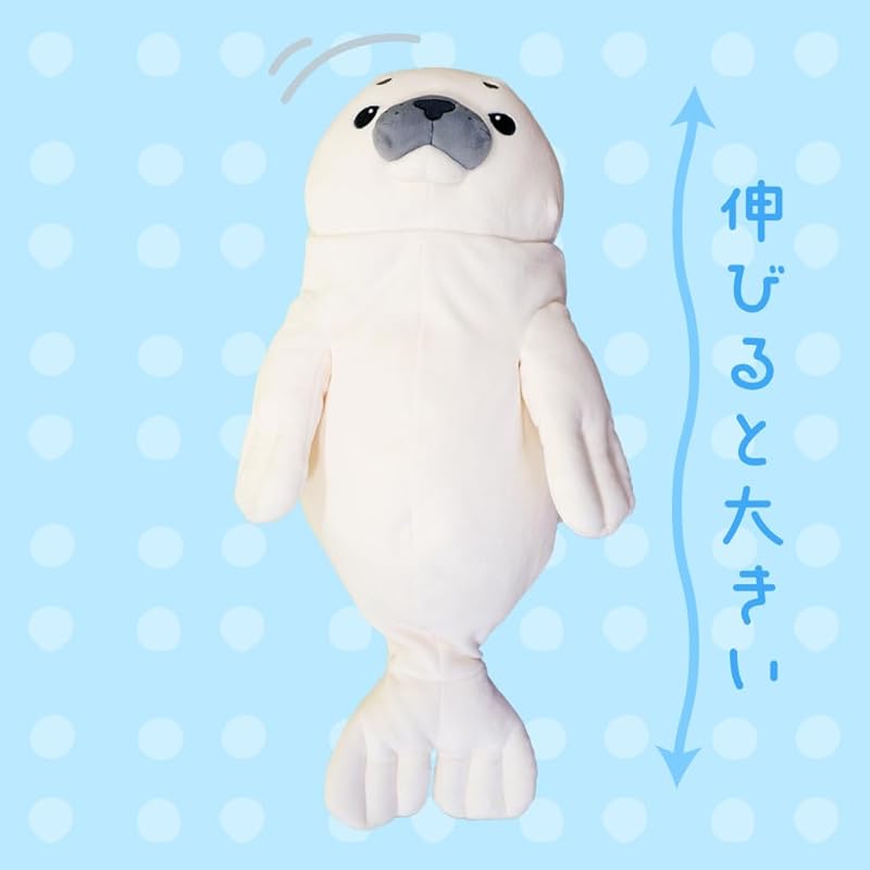 Shinada Global Mochi Series Mochi Seal White (mini) 7 X 5 X 14 Cm Plush Seal Animal MOAZ-0088W