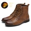 Classic Vintage Western Cowboy Boots Men Fashion Brown Leather Mens Boots Comfortable Pointed Knight Shoes Male Motorcycle Boots