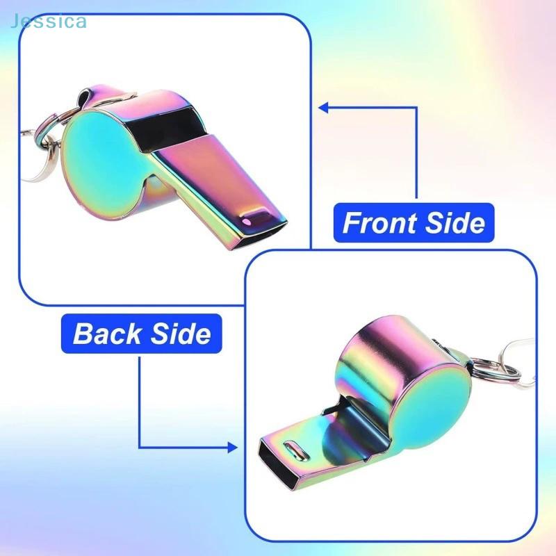 Stainless Steel Colorful Whistle With Lanyard Sports Referee Training Whistle