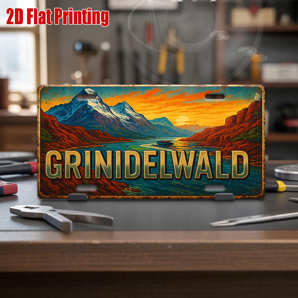 D Flat D Flat Print pc Grindelwald Alps Valley Vacation Style Metal Sign Decorative Sign and Plaque cm x cm Vi 15x30cm(5.9x7.8inch)